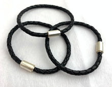 Black Braided Leather Magnetic Bracelet Sku#501222507LM