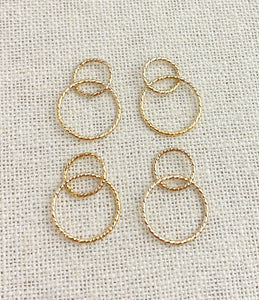 14k Gold Filled Sparkle Interlocking Rings 15&10mm