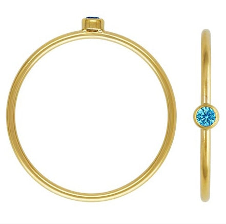 2mm Swiss Blue 3A CZ Stacking Ring 6, 14KGF, Sku#4020R6M12