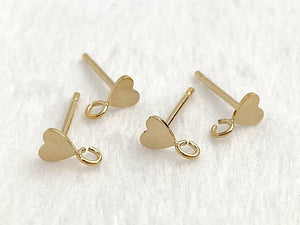 14kGF Heart Post Earring w/Ring  Sku#400H3PR