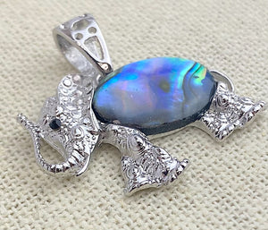 Sterling Silver Abalone Elephant Pendant