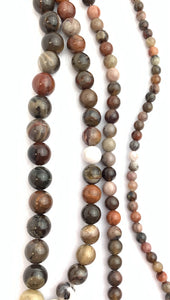 Tree-Fossil Jade Bead Strand