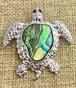 Abalone Sterling Silver Turtle Pendant