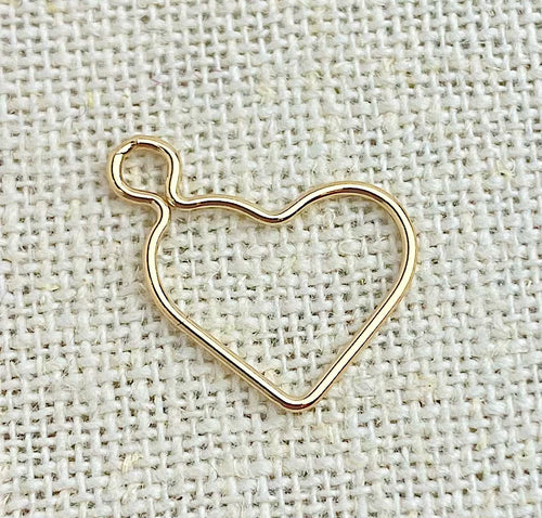 14k Gold Filled Wire Heart w/Ring 15.5mm