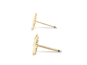 14KGF Key & Heart Studs , Sku#79-4
