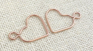 14k Rose Gold Filled Wire Heart w/Ring 15.5mm