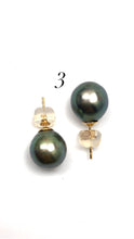 Tahitian pearl earring stud with 14KGF ear backings, SKU#070782