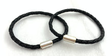 Black Braided Leather Magnetic Bracelet Sku#501222507LM
