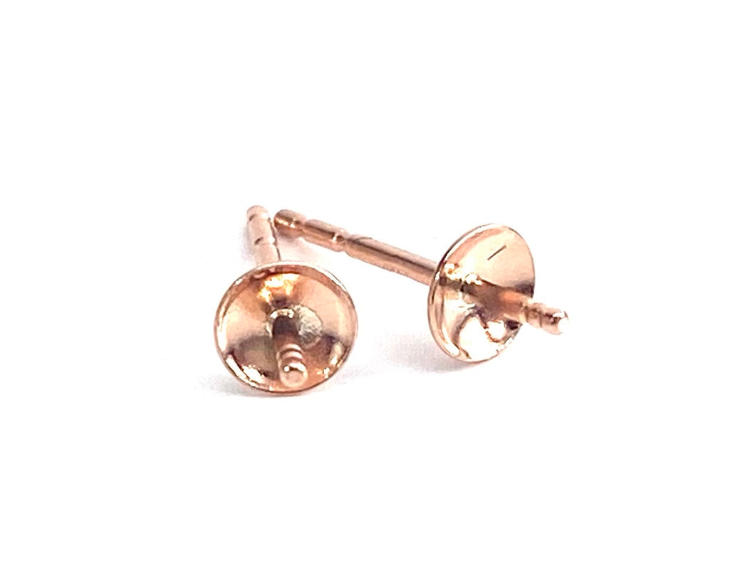 14K Solid Pink Gold 4mm Cup