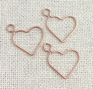 14k Rose Gold Filled Wire Heart w/Ring 15.5mm