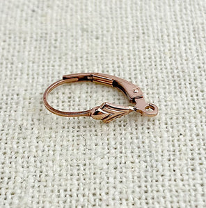 Rose Gold Filled Fleur De Lis Leverback w/Ring
