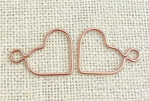 14k Rose Gold Filled Wire Heart w/Ring 15.5mm