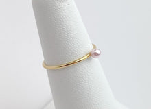 Gold Filled Rosaline Crystal Pearl Stacking Ring