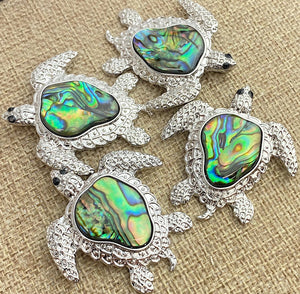 Abalone Sterling Silver Turtle Pendant