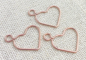 14k Rose Gold Filled Wire Heart w/Ring 15.5mm