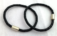 Black Braided Leather Magnetic Bracelet Sku#501222507LM
