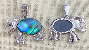 Sterling Silver Abalone Elephant Pendant