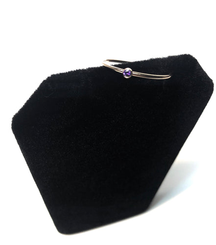 14kGF 2mm Amethyst 3A CZ Stacking Ring Size 8
