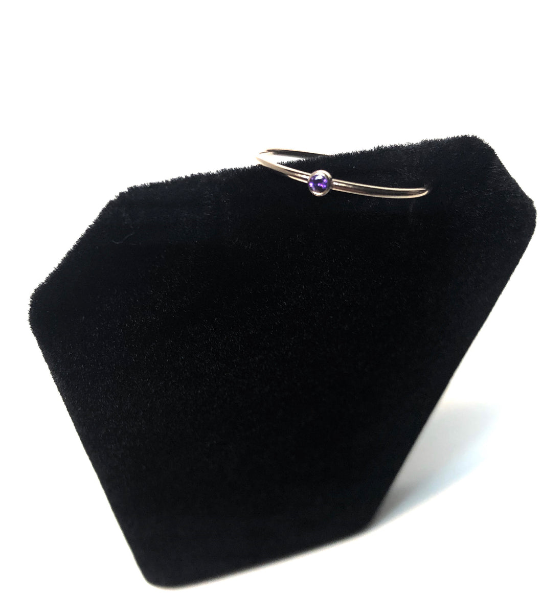 14kGF 2mm Amethyst 3A CZ Stacking Ring Size 8