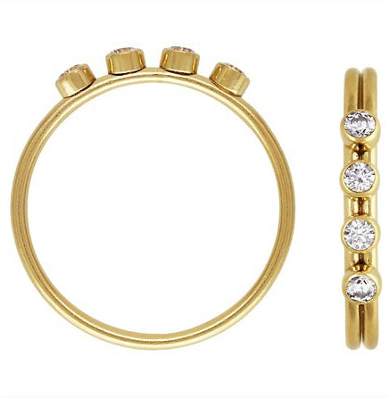 4.2mm White 3A CZ Stacking Ring Size 5, 14KGF, Sku#4020B4R5M4