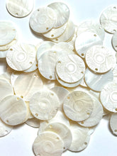 White Mother Of Pearl Shell, Circle Mother Of Pearl, Carved MOP, Sku#M3002