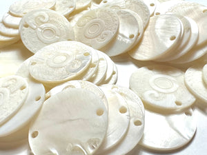 White Mother Of Pearl Shell, Circle Mother Of Pearl, Carved MOP, Sku#M3004