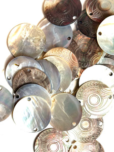 Mother Of Pearl Shell, Circle Mother Of Pearl, Carved MOP, Sku#M2999