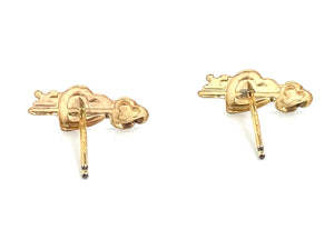 14KGF Key & Heart Studs , Sku#79-4