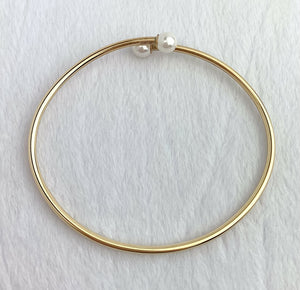 14kGF White Crystal Pearl Bangle