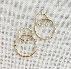 14k Gold Filled Sparkle Interlocking Rings 15&10mm
