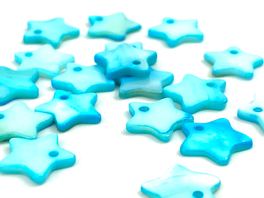 Mother Of Pearl Blue Star Beads, Sku#M201