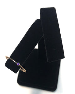 14kGF 2mm Amethyst 3A CZ Stacking Ring Size 8