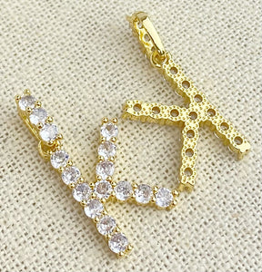 Gold Plated Cubic Zirconia “K” Initial Pendant