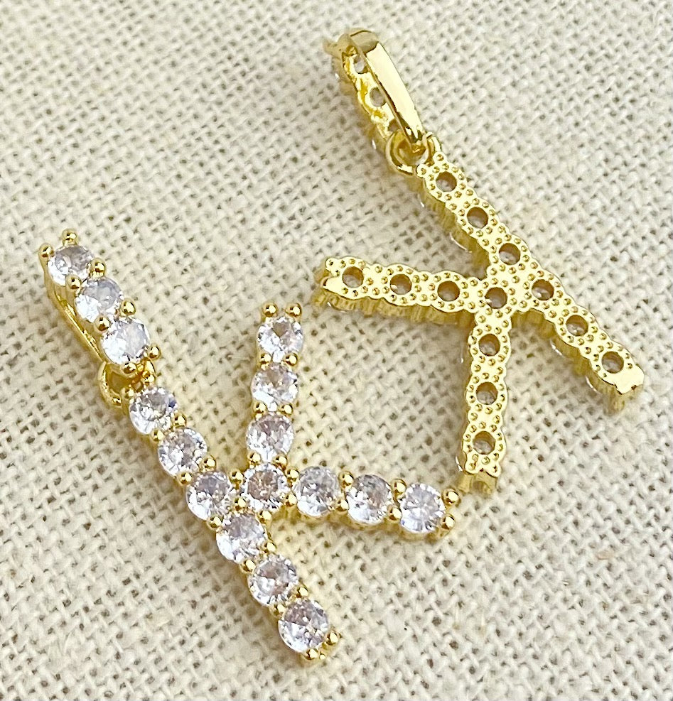 Gold Plated Cubic Zirconia “K” Initial Pendant