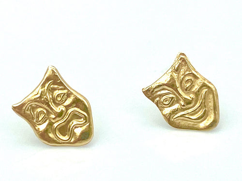 14KGF Melpomene and Thalia Studs , Sku#1845-4